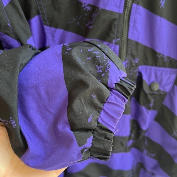 Obermeyer Purple Black Striped Popover Ski Pullover Coat with Pockets, Size S - Picture 4 of 14